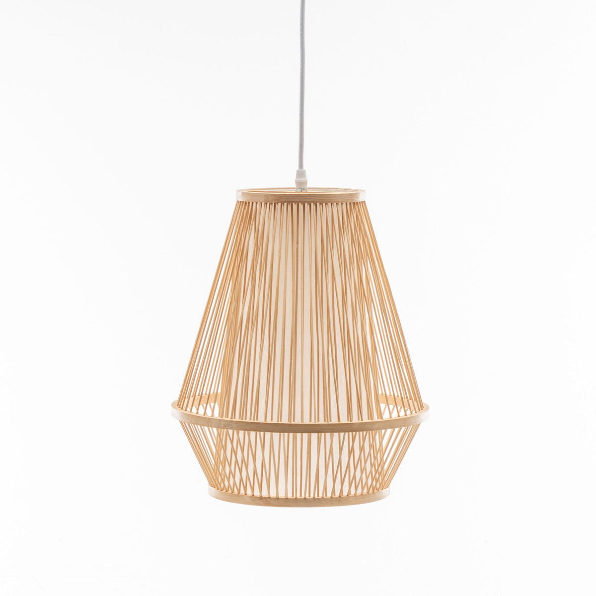 Natural Woven Bamboo Empire Pendant Lamp | Hanging Light Bell Shade | Boho Tropical Style