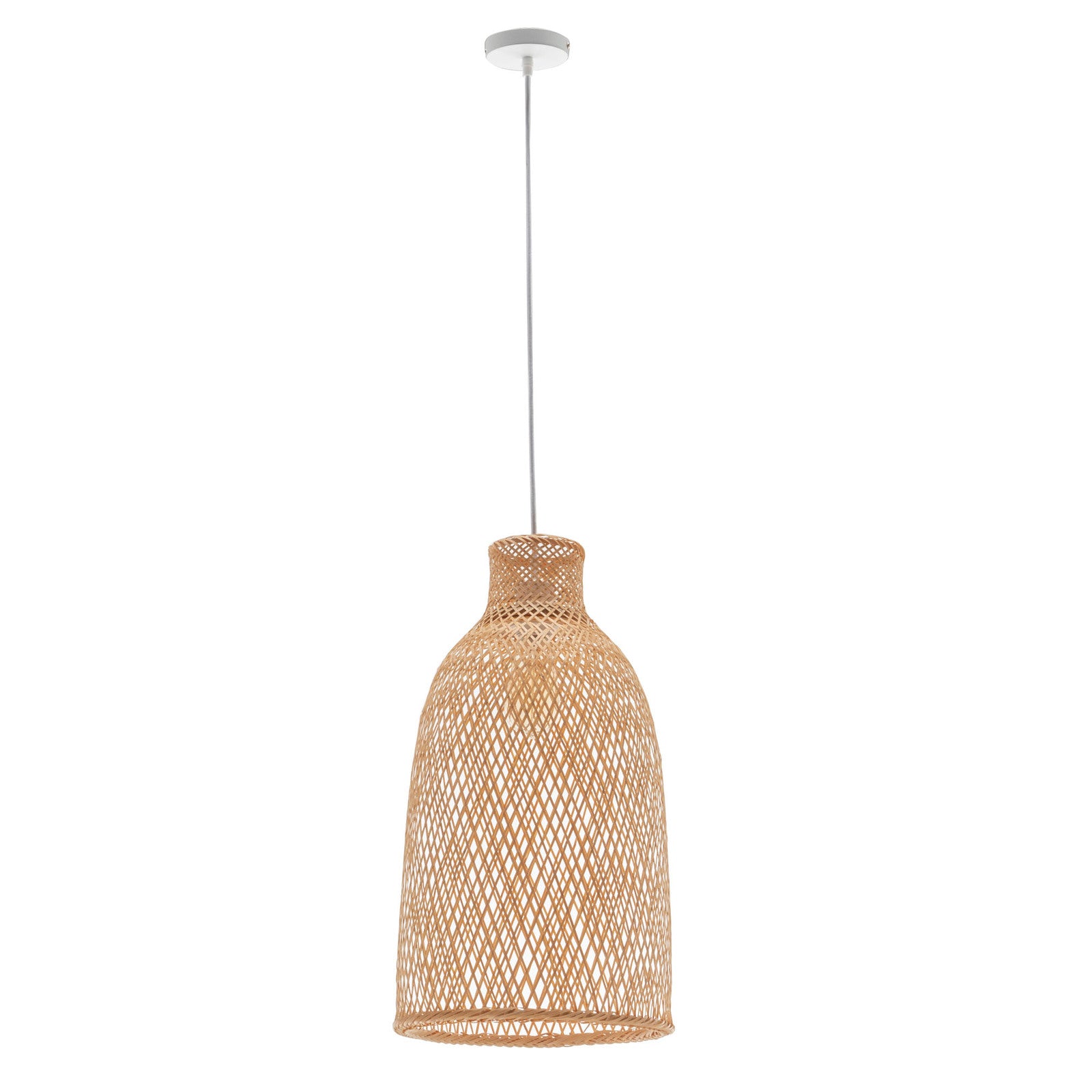 Natural Woven Bamboo Cone Pendant Lamp | Hanging Light Bell Shade | Boho Tropical Style
