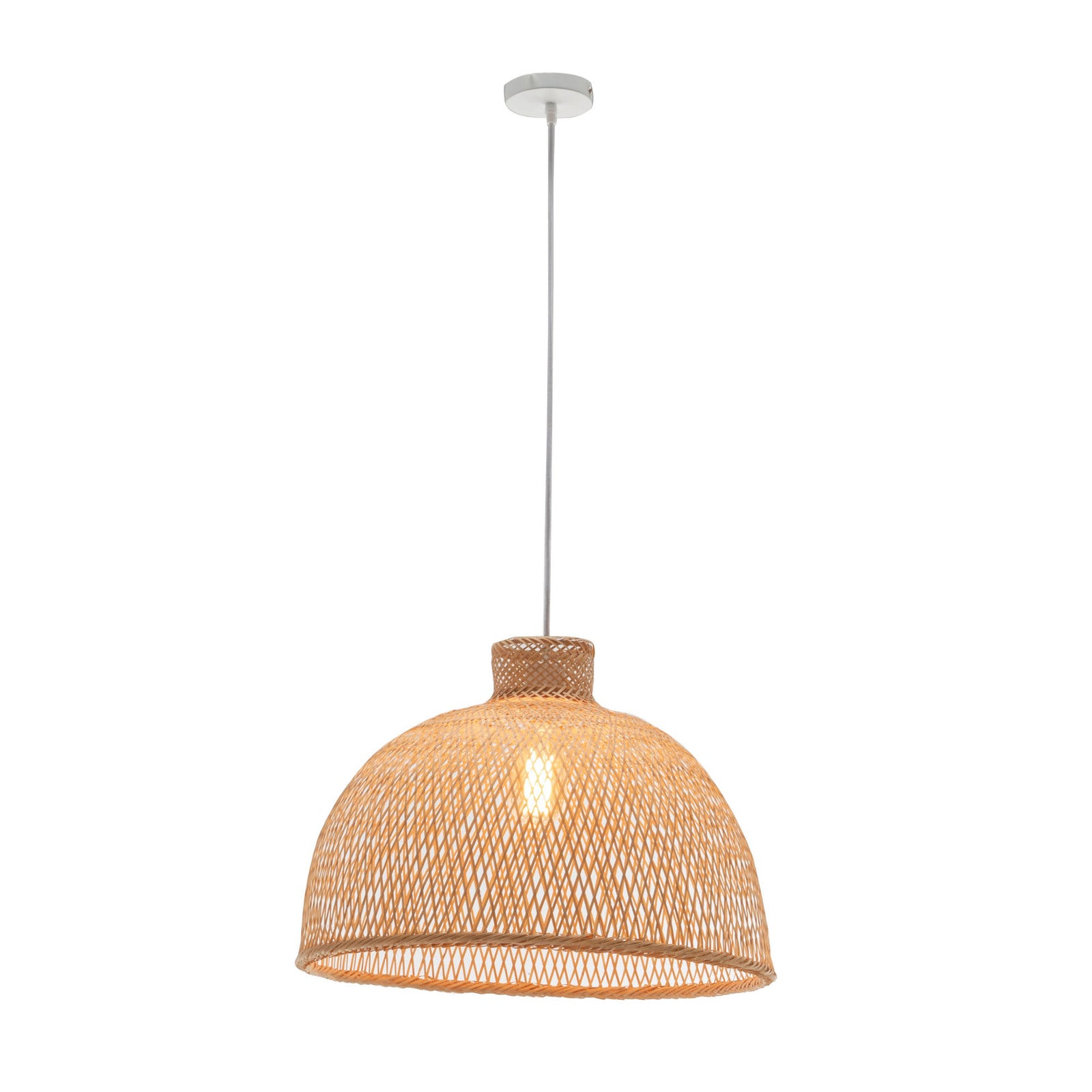 Natural Handwoven Bamboo Dome Pendant Lamp | Hanging Light | Rattan Style