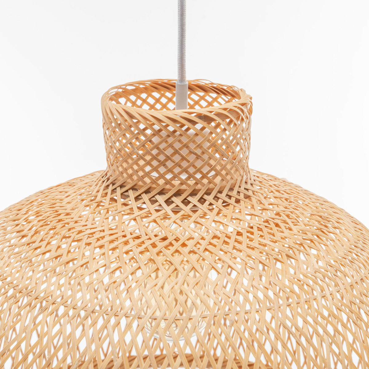 Natural Handwoven Bamboo Dome Pendant Lamp | Hanging Light | Rattan Style