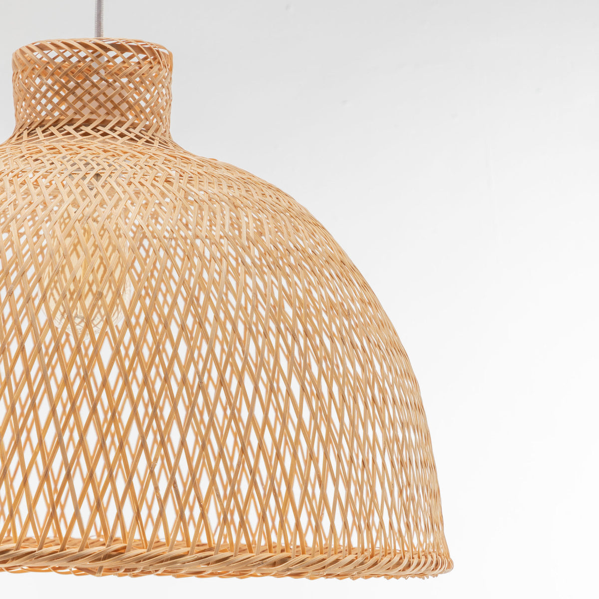 Natural Handwoven Bamboo Dome Pendant Lamp | Hanging Light | Rattan Style