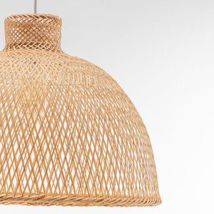 Natural Handwoven Bamboo Dome Pendant Lamp | Hanging Light | Rattan Style