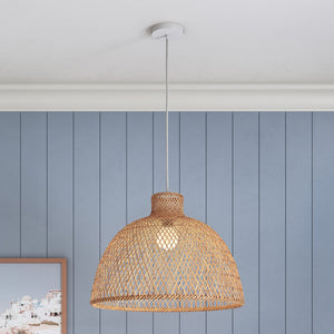 Natural Handwoven Bamboo Dome Pendant Lamp | Hanging Light | Rattan Style