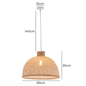 Natural Handwoven Bamboo Dome Pendant Lamp | Hanging Light | Rattan Style