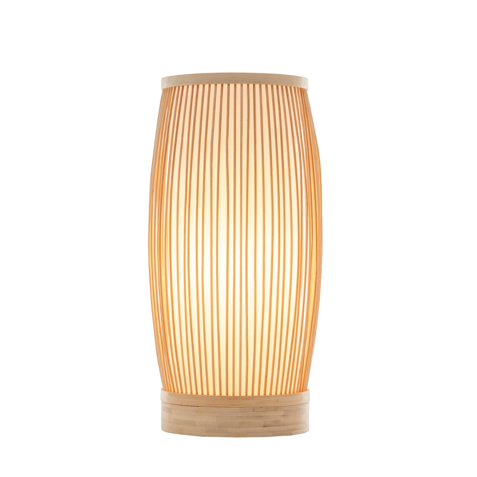 Natural Woven Bamboo Cylinder Table Lamp | Boho Tropical Coastal Light Shade