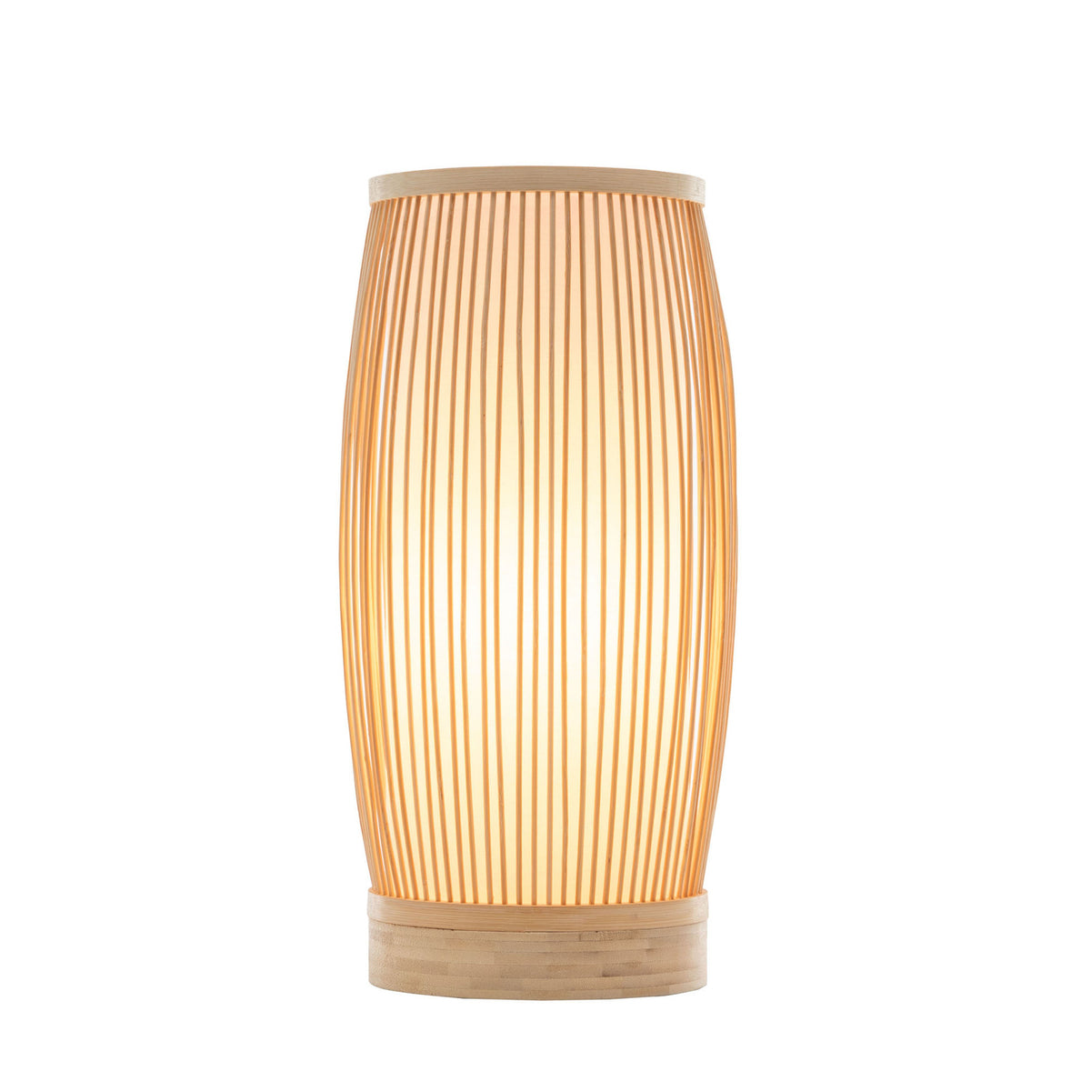 Natural Woven Bamboo Cylinder Table Lamp | Boho Tropical Coastal Light Shade