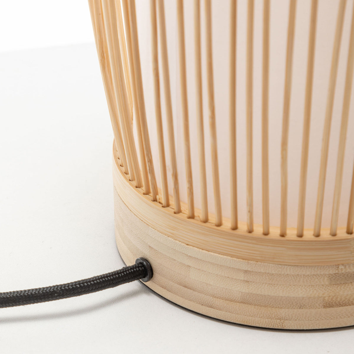 Natural Woven Bamboo Cylinder Table Lamp | Boho Tropical Coastal Light Shade