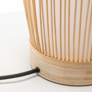Natural Woven Bamboo Cylinder Table Lamp | Boho Tropical Coastal Light Shade