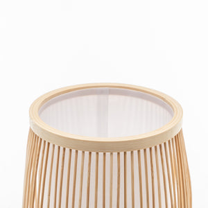 Natural Woven Bamboo Cylinder Table Lamp | Boho Tropical Coastal Light Shade