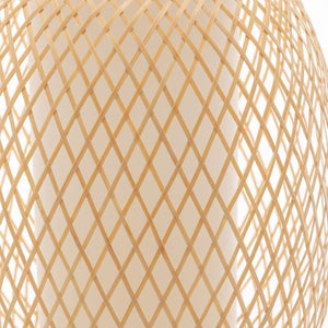 Natural Woven Bamboo Oval Table Lamp | Boho Tropical Coastal Light Shade