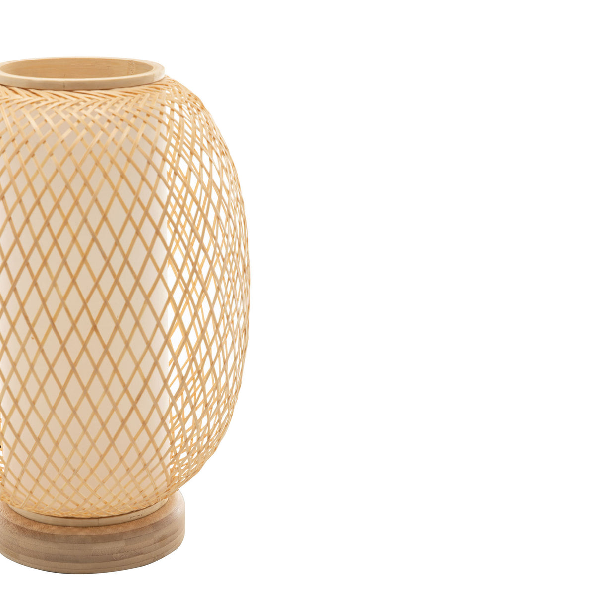 Natural Woven Bamboo Oval Table Lamp | Boho Tropical Coastal Light Shade