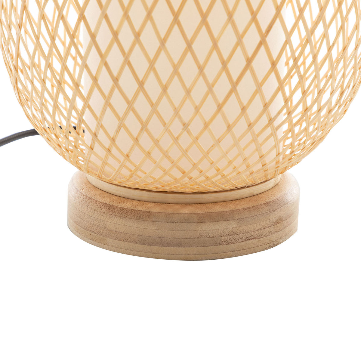 Natural Woven Bamboo Oval Table Lamp | Boho Tropical Coastal Light Shade