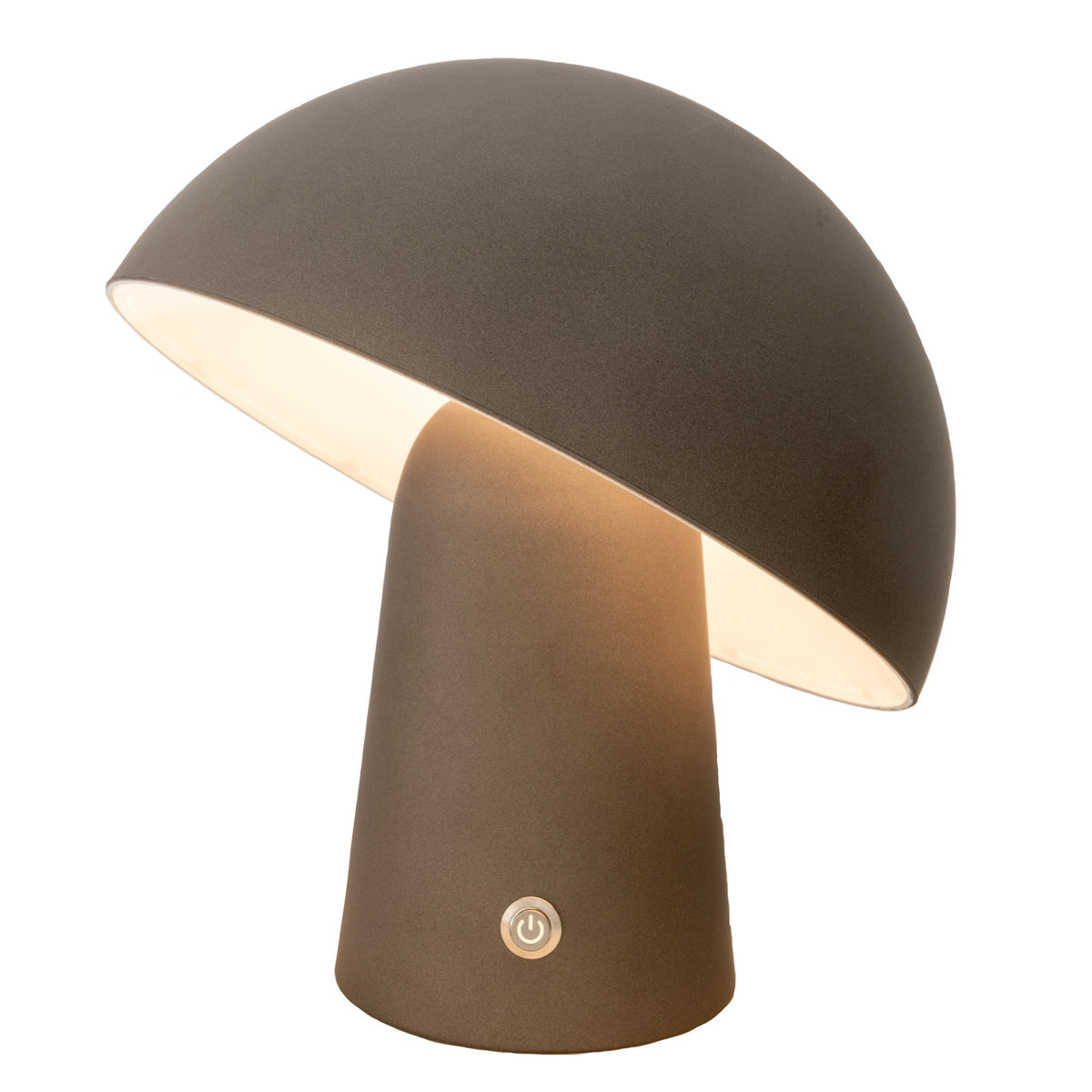 LED Cordless Mushroom Table Lamp | USB Rechargeable Dimming Night Light | Steel Grey