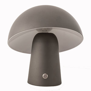 LED Cordless Mushroom Table Lamp | USB Rechargeable Dimming Night Light | Steel Grey