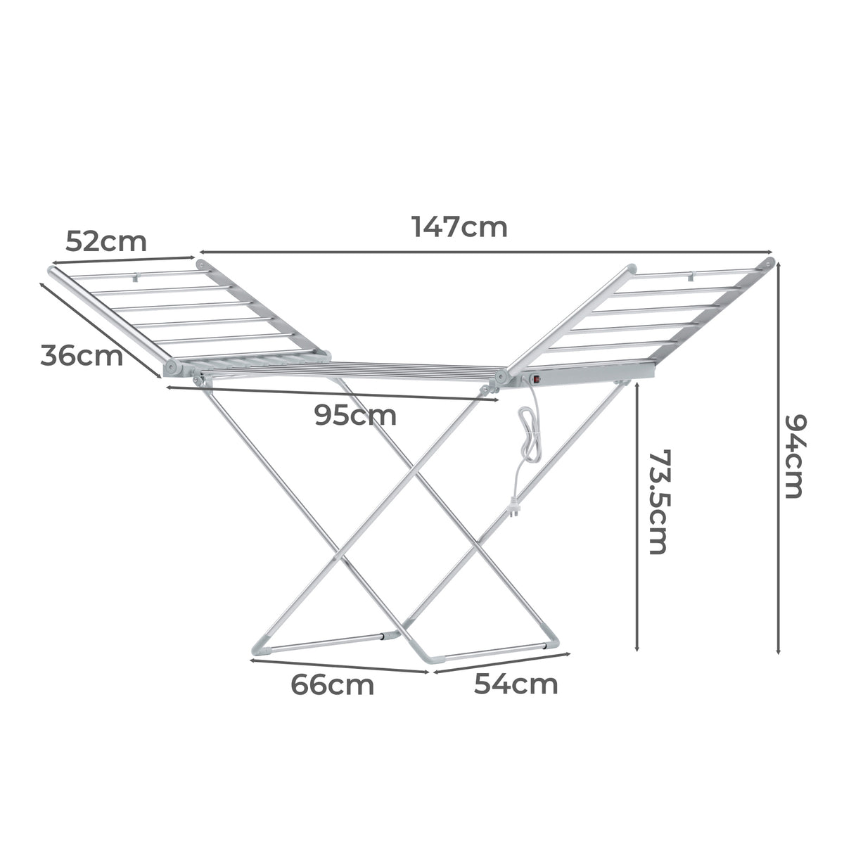 Electric Airer Heated Foldable Clothes Dryer | Drying Indoor Folding Rack