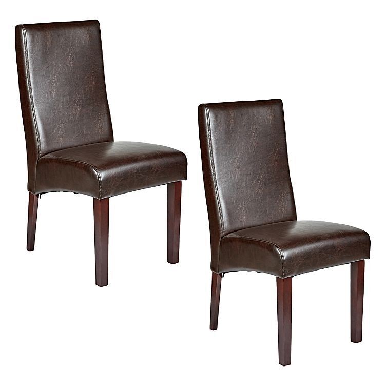 Rome Leather Dining Chairs | Set of 2 | Brown | Wood Frame | Durable Seat for Kitchen & Café