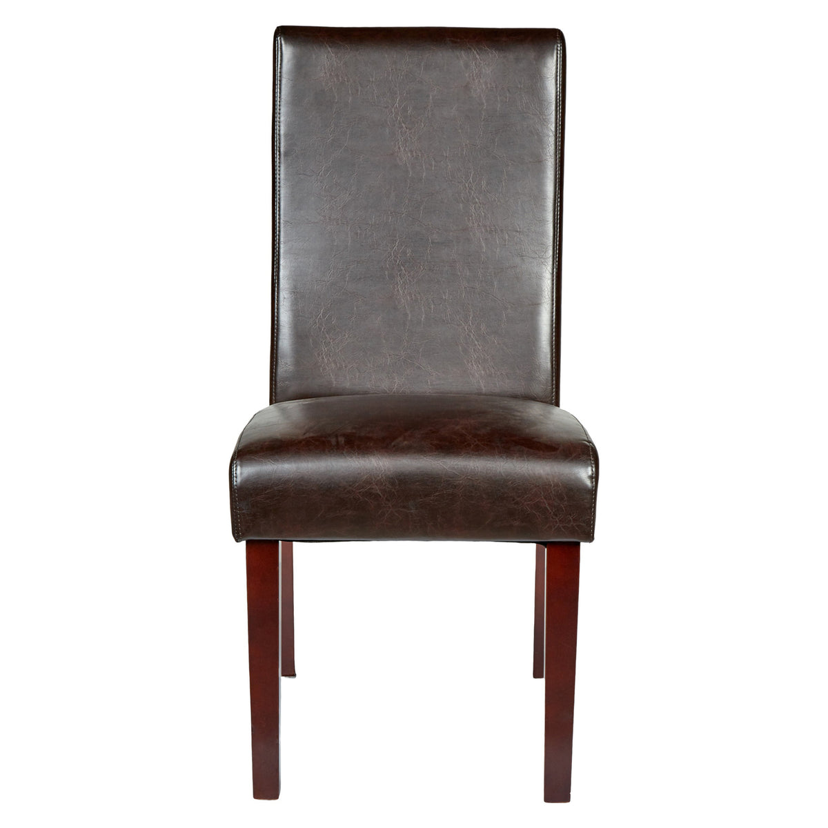 Rome Leather Dining Chairs | Set of 2 | Brown | Wood Frame | Durable Seat for Kitchen & Café