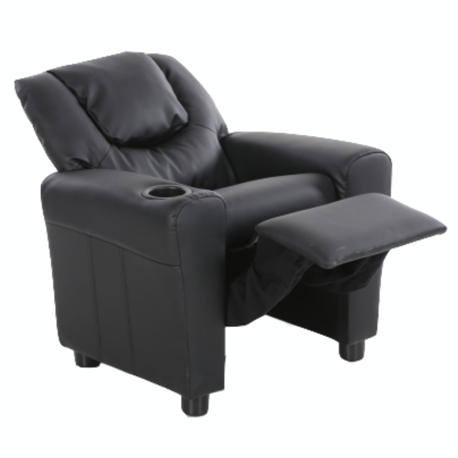 Oliver Kids Recliner Chair Sofa | Children Lounge Couch PU Armchair | Black