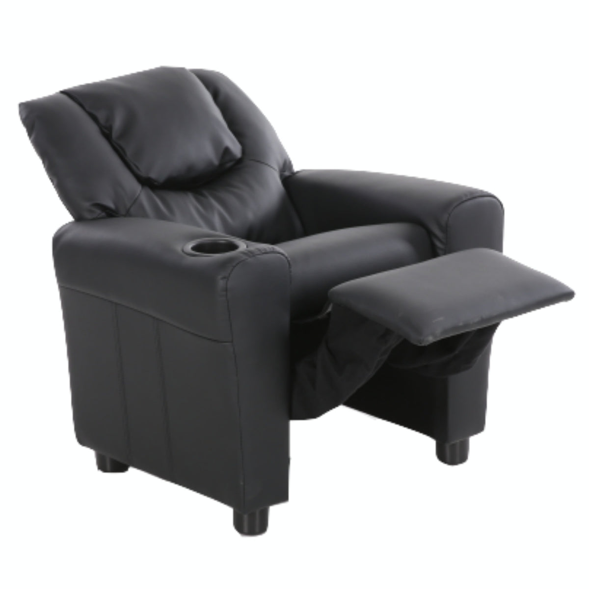 Set of 4 Oliver Kids Recliner Chair Sofa | Children Lounge Couch PU Armchair | Black