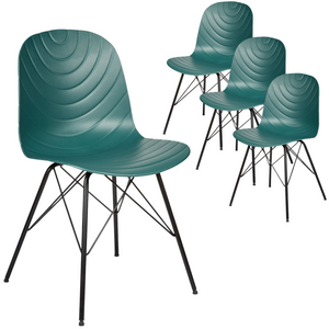 Set of 4 Modern Republica Dining Chairs | Office Furniture | Scandi Dark Green
