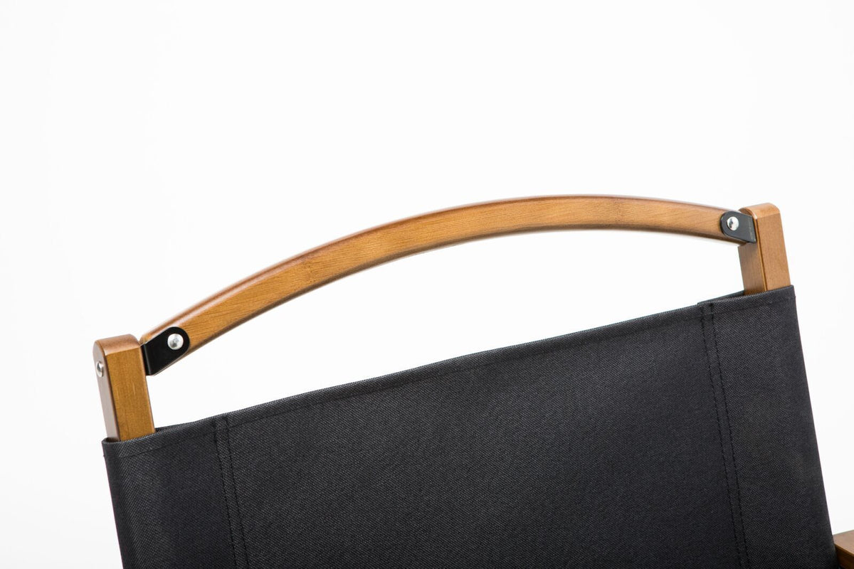 2x Bamboo Canvas Foldable Outdoor Camping Chair | Wooden Travel Picnic Park | Black