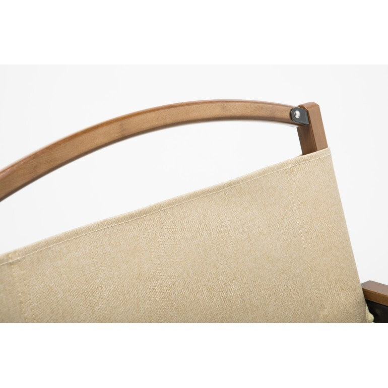 Bamboo Canvas Foldable Outdoor Camping Chair | Wooden Travel Picnic Park | Khaki/Beige