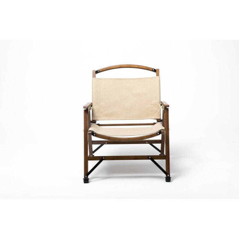 Bamboo Canvas Foldable Outdoor Camping Chair | Wooden Travel Picnic Park | Khaki/Beige