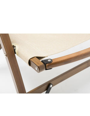 2x Bamboo Foldable Outdoor Camping Chair | Wooden Travel Picnic Park | Folding | Khaki/Beige