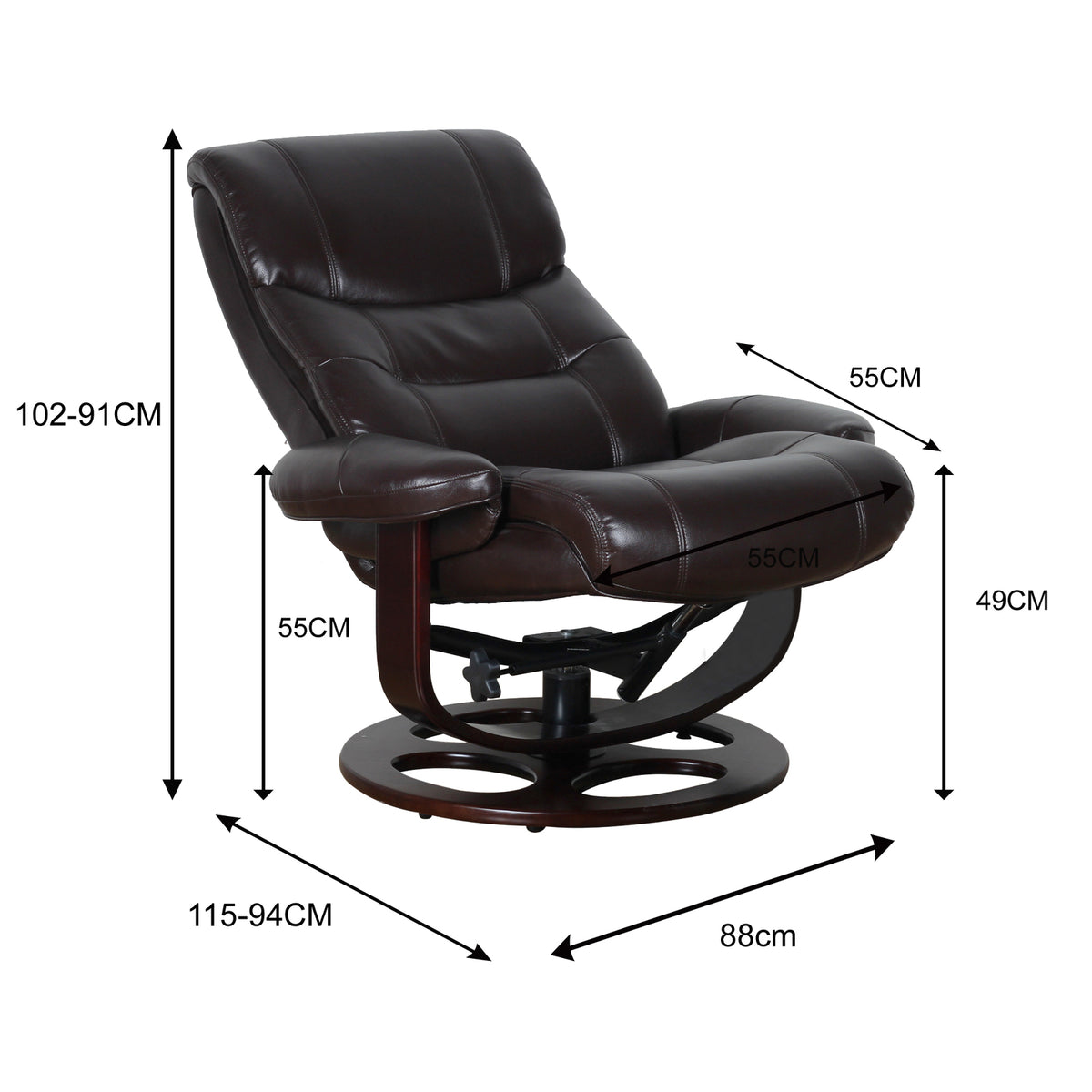Julio Faux Leather Premium Reclining Lounge Arm Chair | Ottoman Swivel Sofa