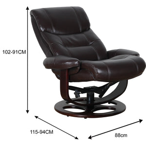 Julio Faux Leather Premium Reclining Lounge Arm Chair | Ottoman Swivel Sofa
