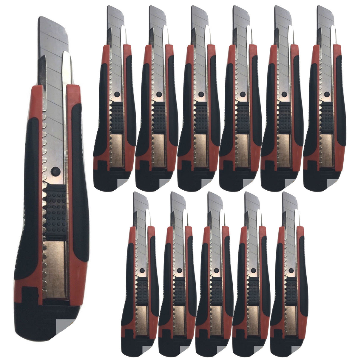 Box Cutters | 12x Pack | 18mm Retractable Snap-Off Razor | Durable Bulk Utility Knives