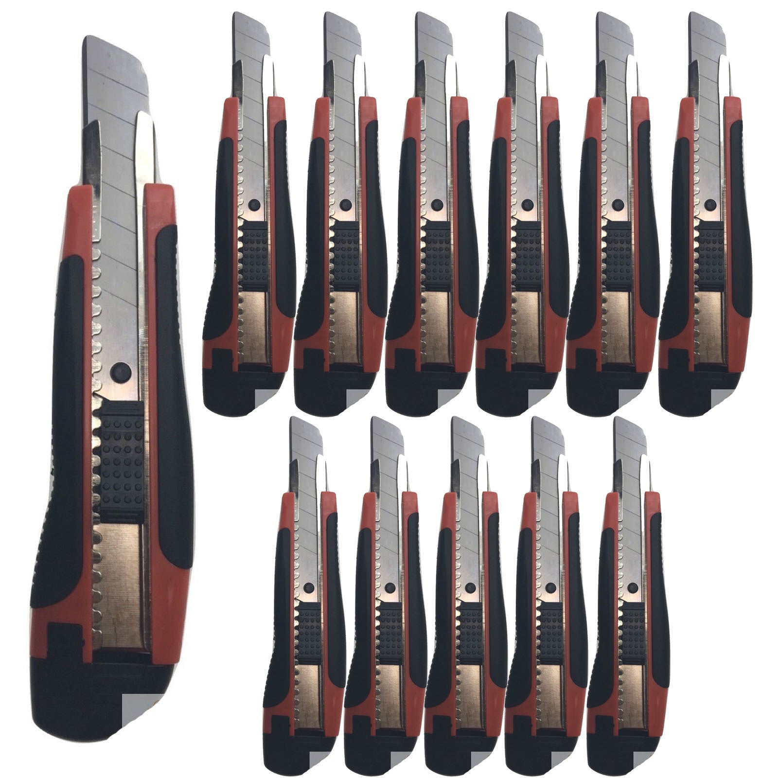 Box Cutters | 12x Pack | 18mm Retractable Snap-Off Razor | Durable Bulk Utility Knives
