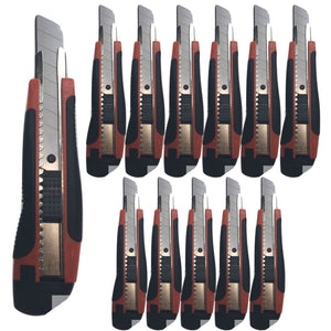 Box Cutters | 12x Pack | 18mm Retractable Snap-Off Razor | Durable Bulk Utility Knives