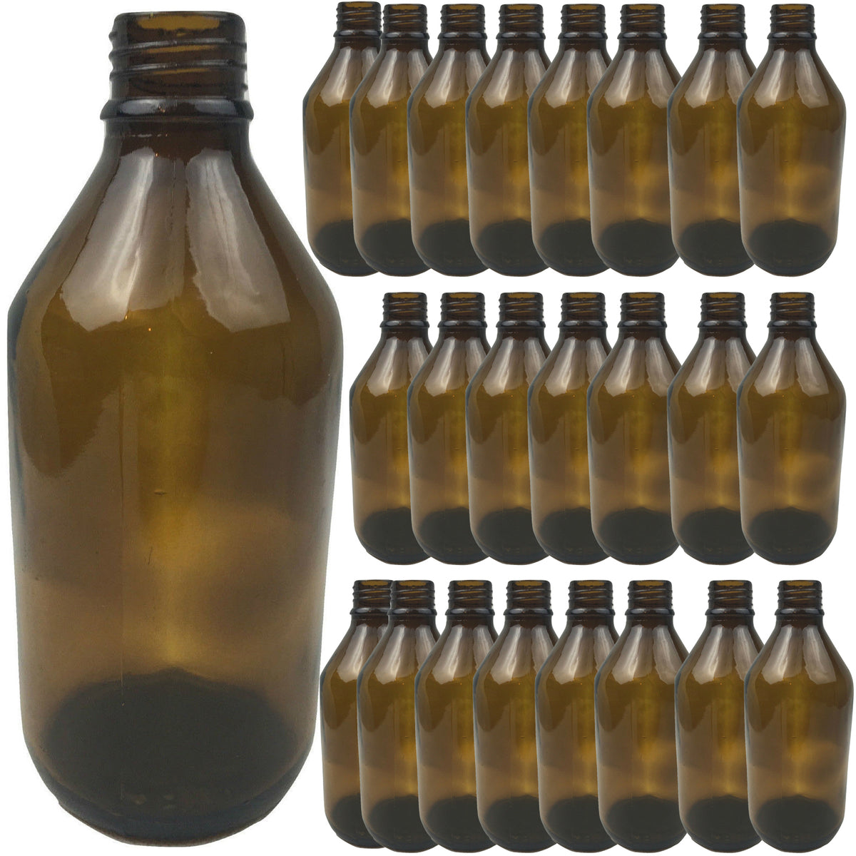 24x Amber Glass Bottles | 600ml | Cosmetic & Essential Oil Storage | Multipurpose Use