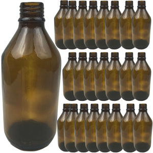 24x Amber Glass Bottles | 600ml | Cosmetic & Essential Oil Storage | Multipurpose Use