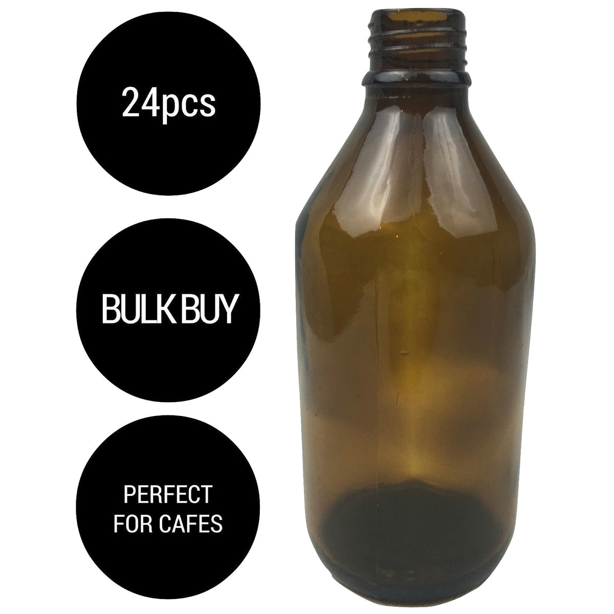 24x Amber Glass Bottles | 600ml | Cosmetic & Essential Oil Storage | Multipurpose Use