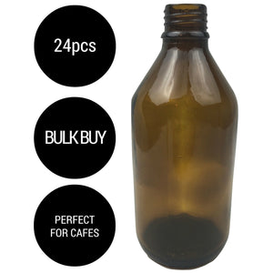 24x Amber Glass Bottles | 600ml | Cosmetic & Essential Oil Storage | Multipurpose Use