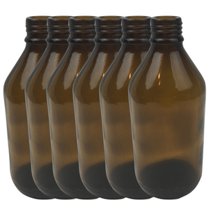 6x Amber Glass Bottles | 600ml | Cosmetic & Essential Oil Storage | Multipurpose Use