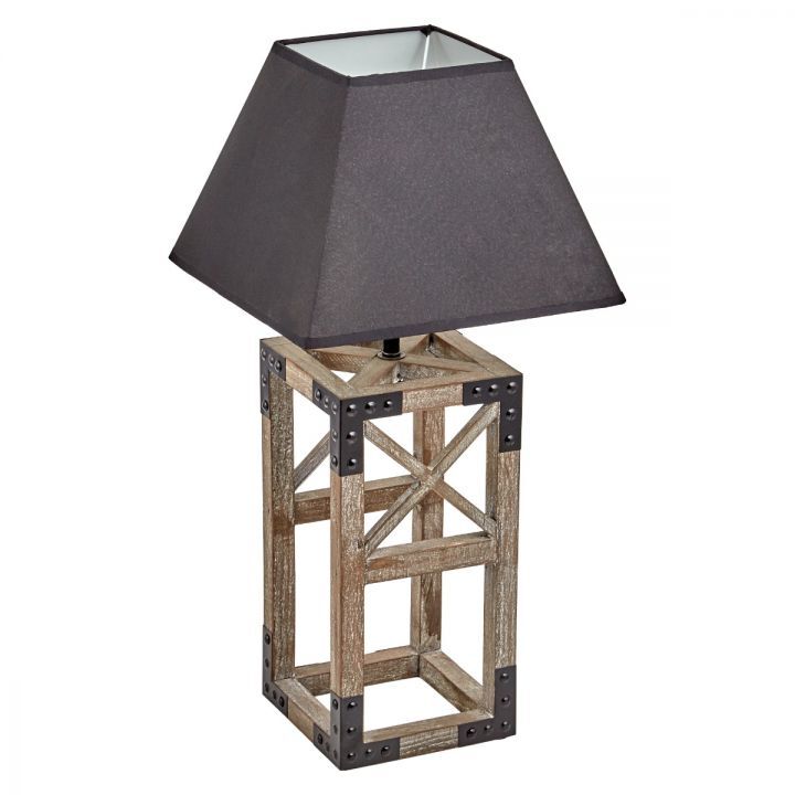 Designer Wooden Table Lamp | Modern Rustic Geo Industrial Desk Light