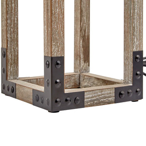 Designer Wooden Table Lamp | Modern Rustic Geo Industrial Desk Light