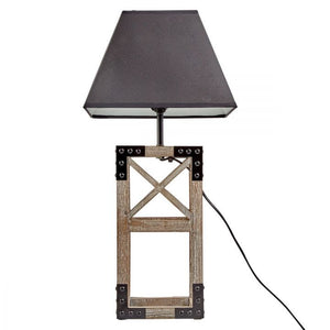 Designer Wooden Table Lamp | Modern Rustic Geo Industrial Desk Light