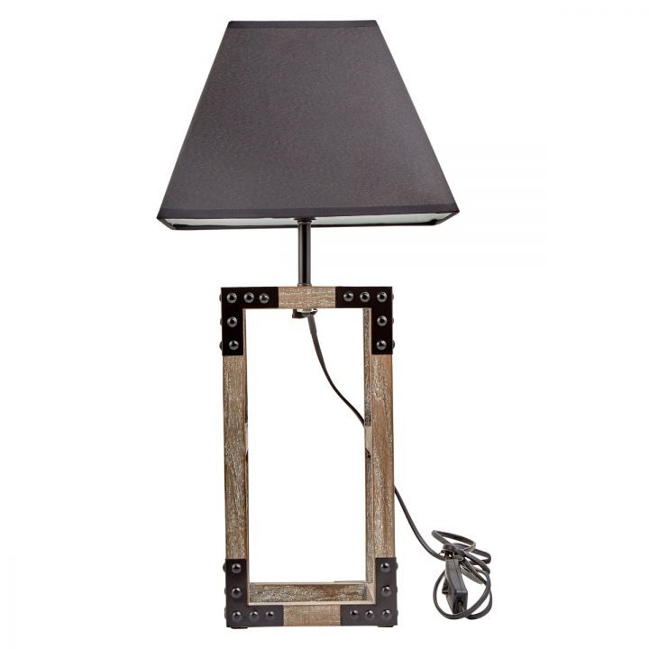 Designer Wooden Table Lamp | Modern Rustic Geo Industrial Desk Light