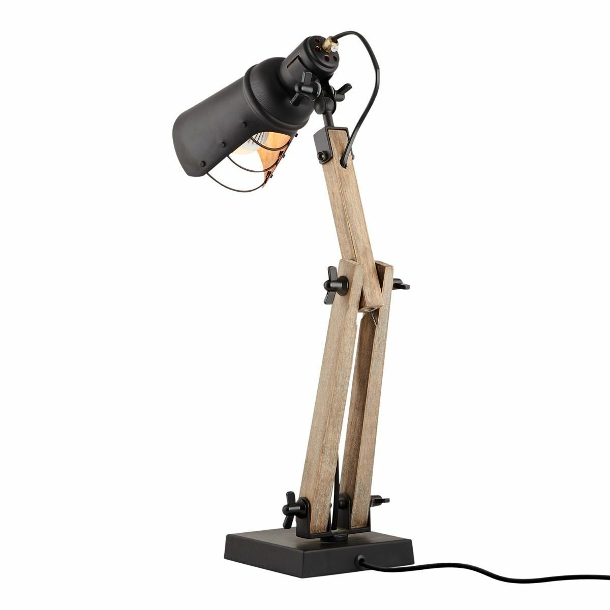 Scandi Modern Natural Wooden Table Lamp | Rustic Retro Designer Vintage Light
