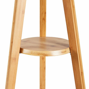 Large Bamboo Tripod Floor Lamp | Linen Shade | Modern Vintage Wooden Scandi Light