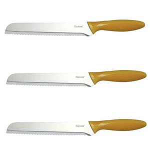 3-Piece Culinare Bread Knife Set | 20.5cm | Stainless Steel Kitchen Chef | Blade Cover