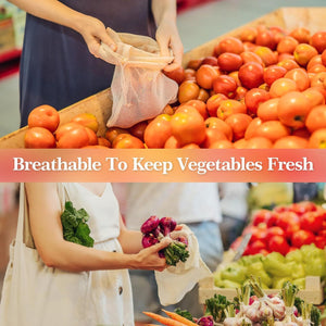10-Pack ECOCLAND Reusable Mesh Produce Bags | Fruit & Grocery Storage | Washable Eco Bags