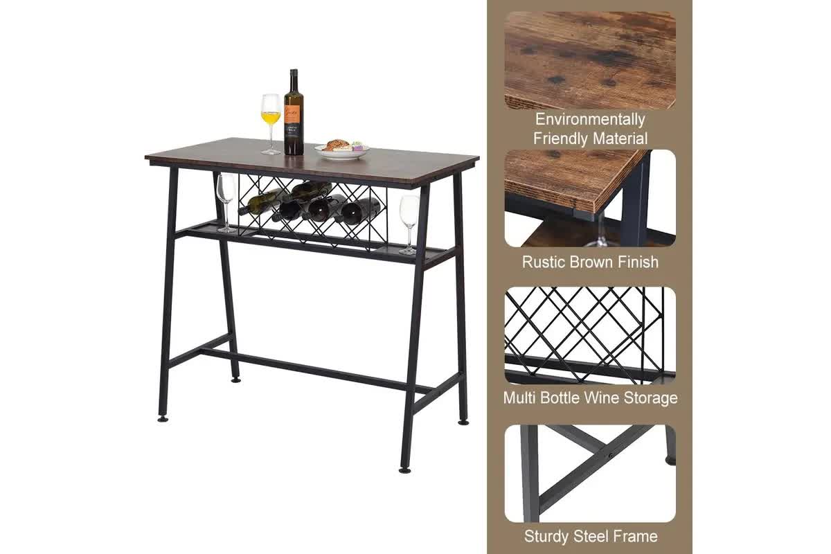 Viviendo Dining Table | Bar Table | Wine Storage Rack | Industrial Style