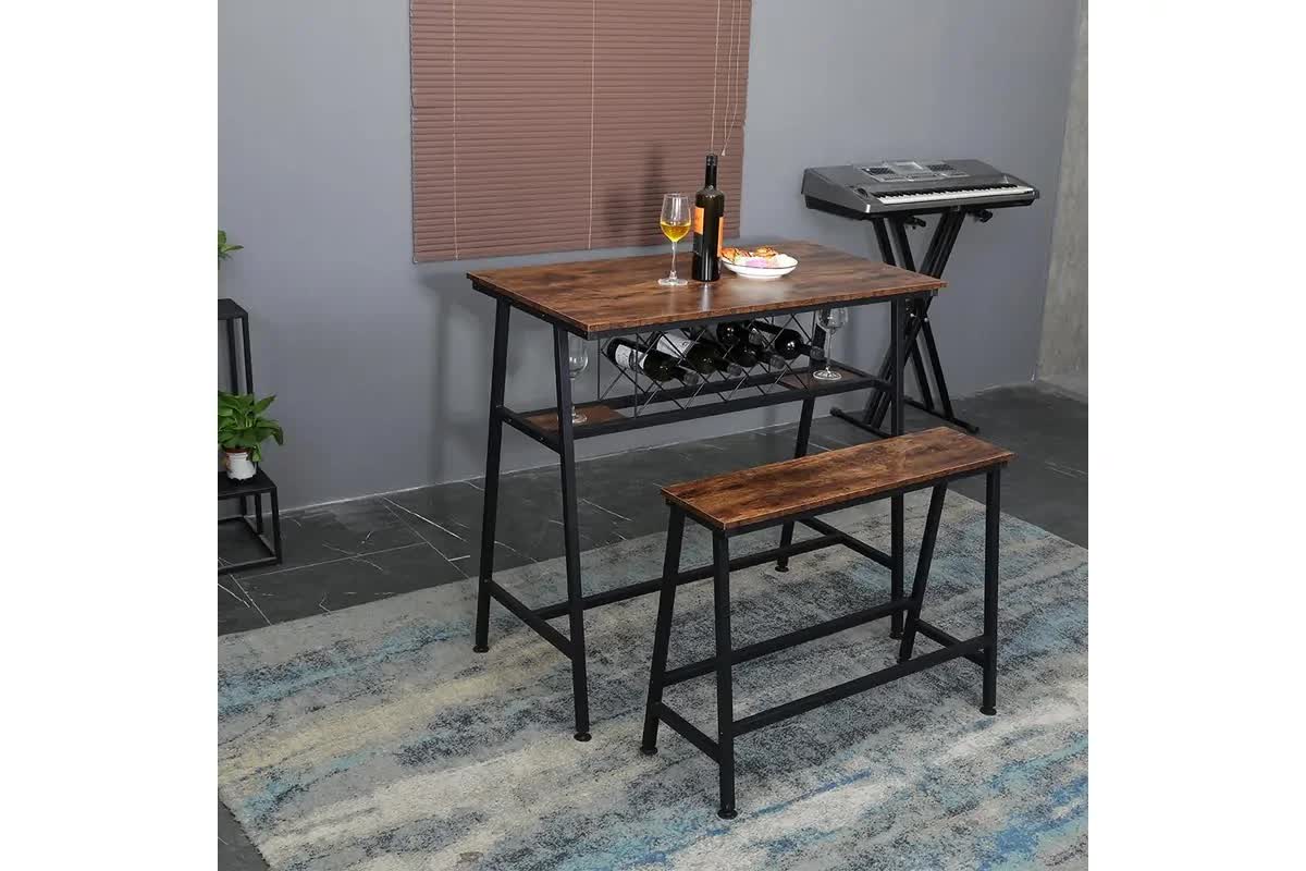 Viviendo Dining Table | Bar Table | Wine Storage Rack | Industrial Style