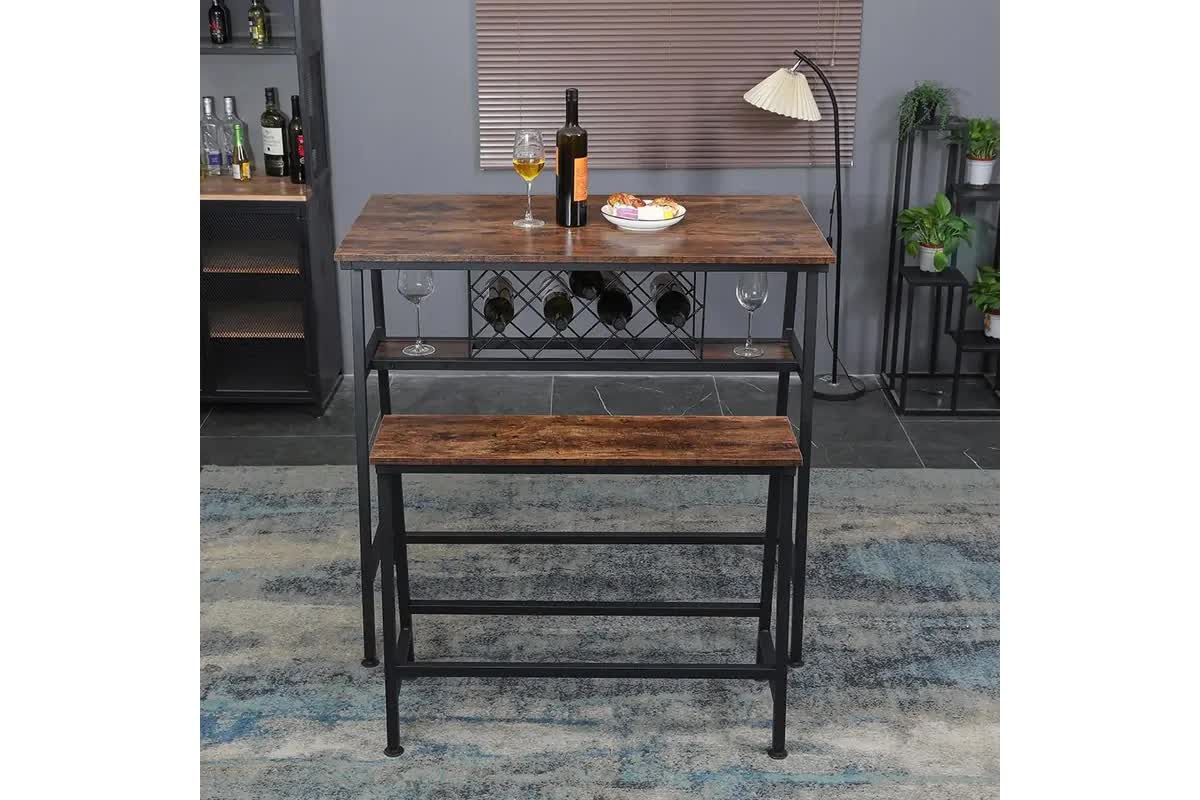 Viviendo Dining Table | Bar Table | Wine Storage Rack | Industrial Style