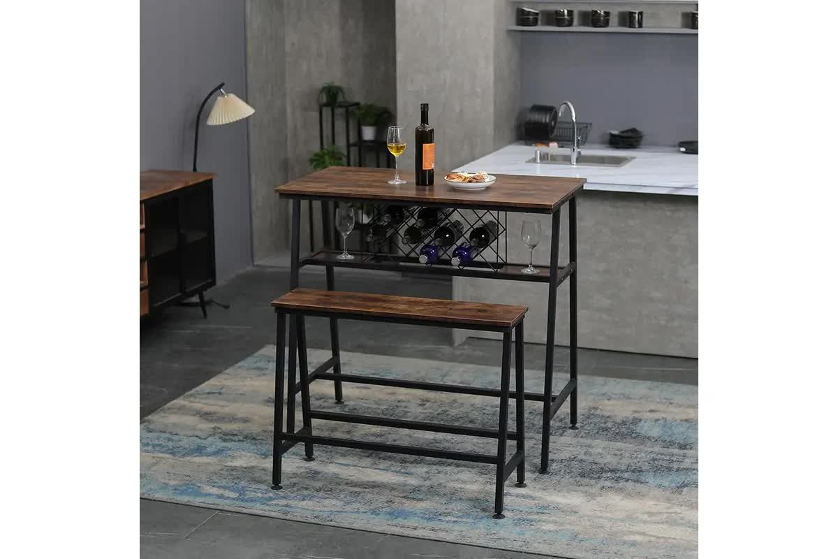 Viviendo Dining Table | Bar Table | Wine Storage Rack | Industrial Style
